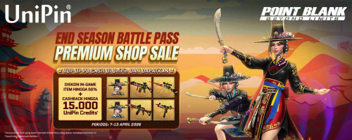End Season Battle Pass Premium Shop Sale Point Blank: Top Up PB Cash di UniPin, Nikmati Diskon In-Game Item hingga 50% + Cashback hingga 15.000 UniPin Credits!